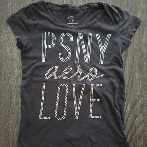 Aeropostale girls t-shirt, black/silver stud, size 12 - Picture 1 of 1